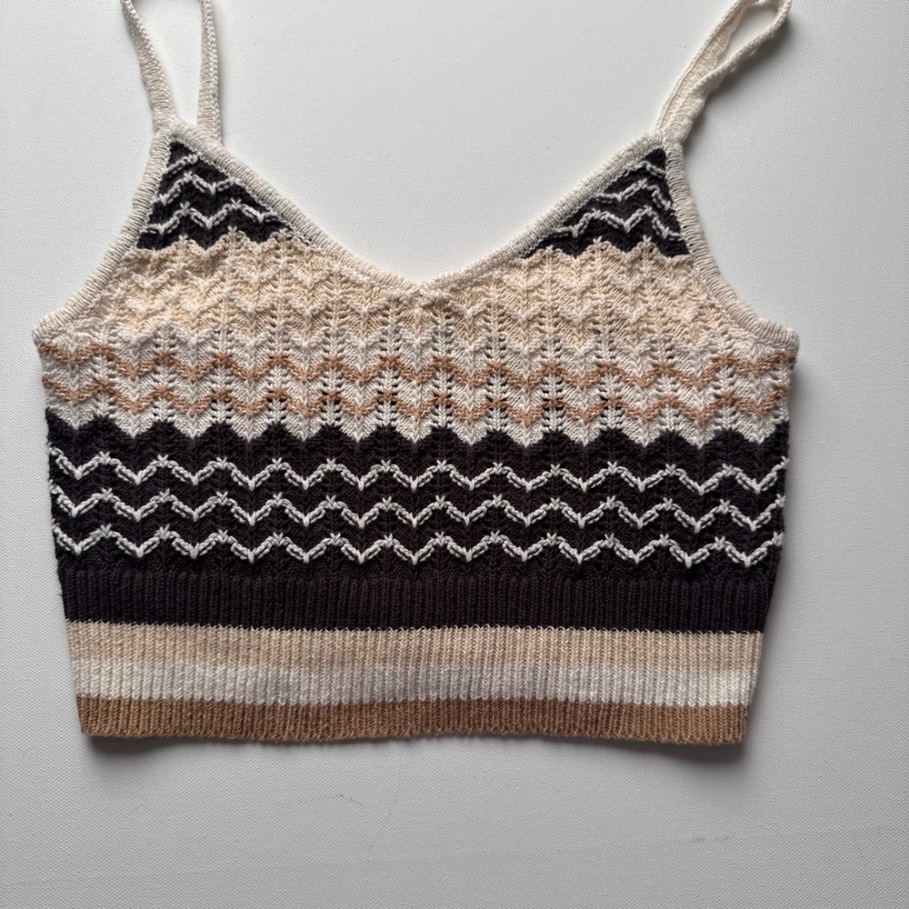 American Eagle Knit Chevron Cropped Tank - Size Small